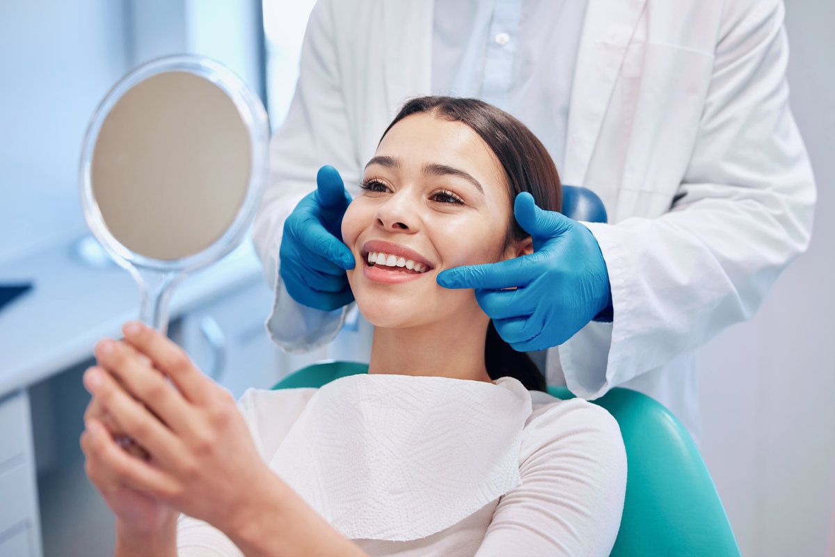 Patient smiling at dental check-up